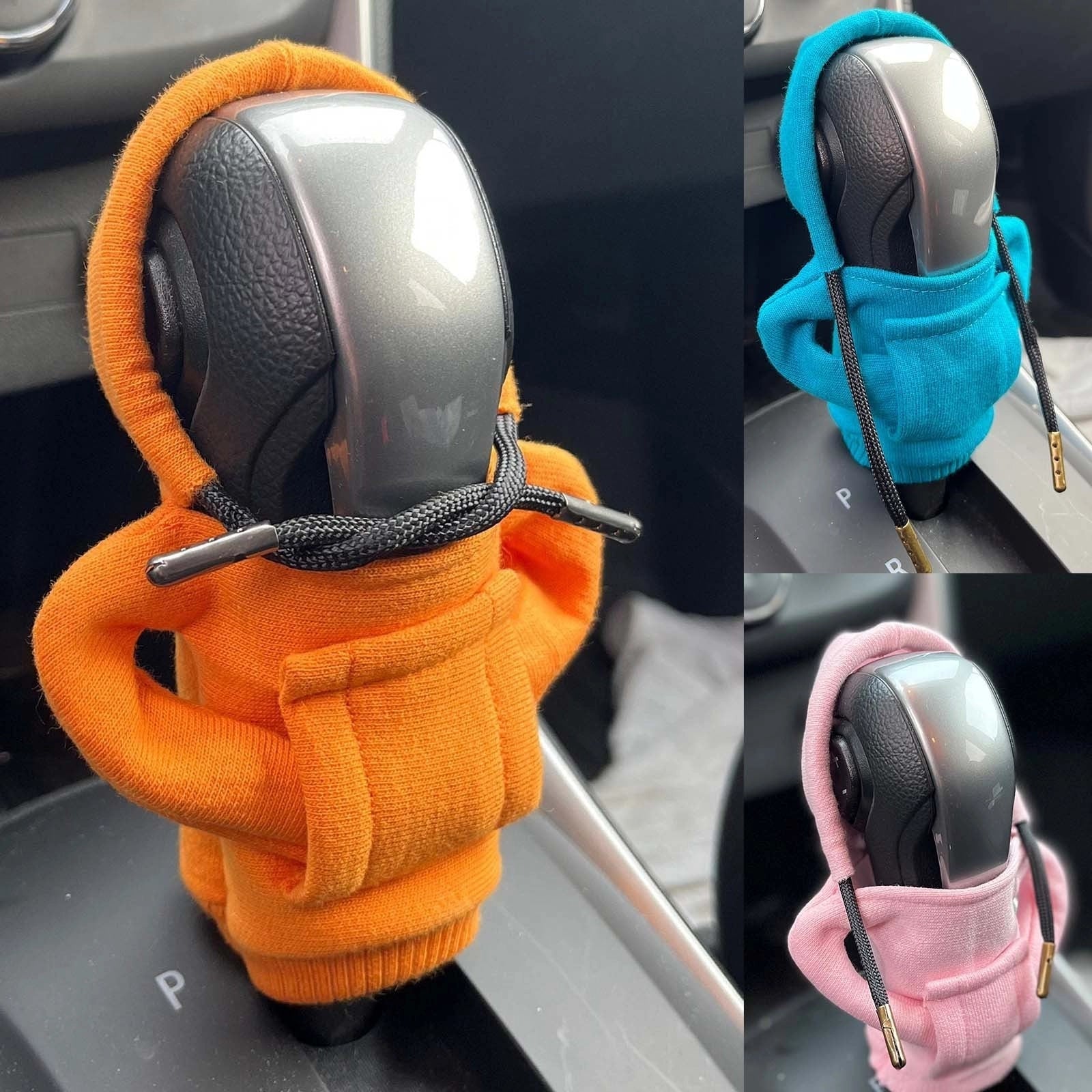 Universal gear knob cover hoodie in pure cotton for car interior personalisation