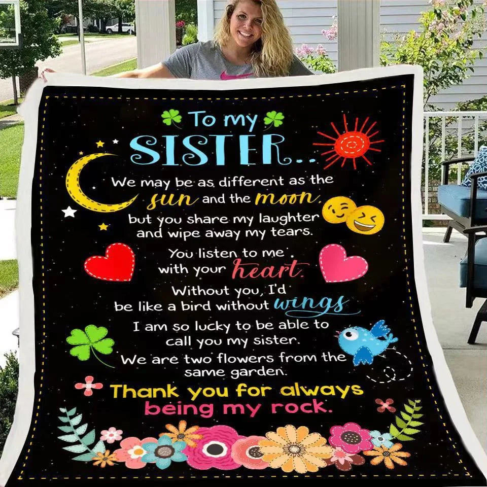 Digital printed letter to daughter blanket in soft lamb velvet flannel
