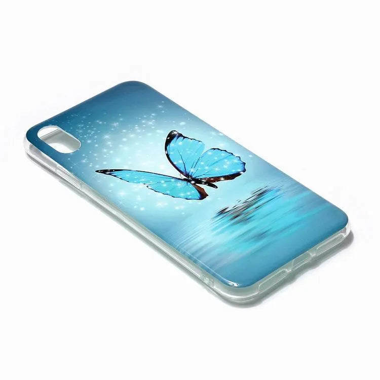 Luminous phone case with glow-in-the-dark butterfly design for iPhone