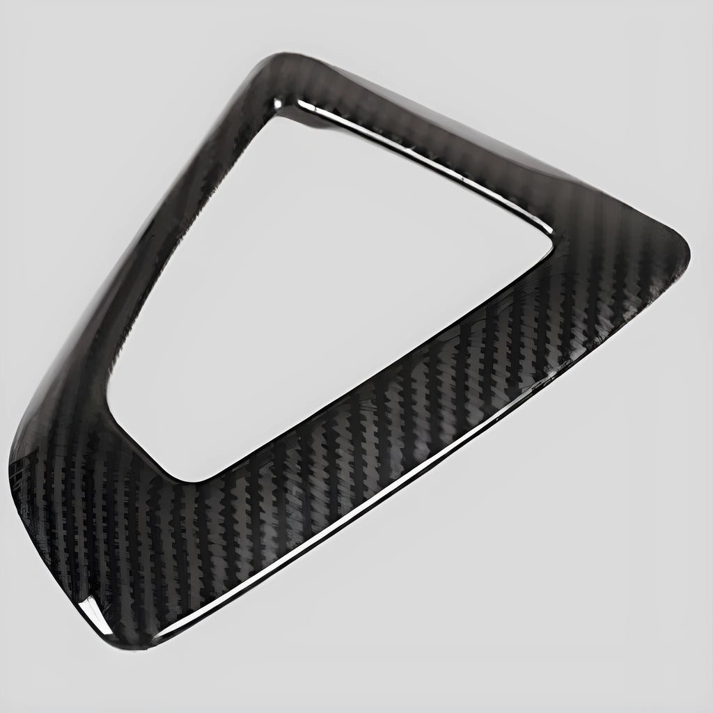 BMW gear base frame centre console insert with carbon fibre pattern in left titanium colour