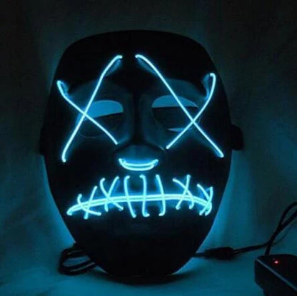 Halloween LED Glowing Full Face Mask with adjustable light modes and voice control feature