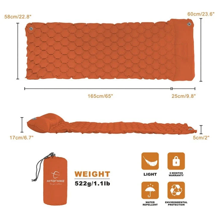 Outdoor Camping Inflatable Honeycomb Mattress in various colors for comfortable sleep