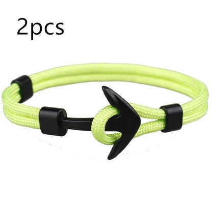 Nautical anchor bracelet with brass details and cotton rope, 21cm length