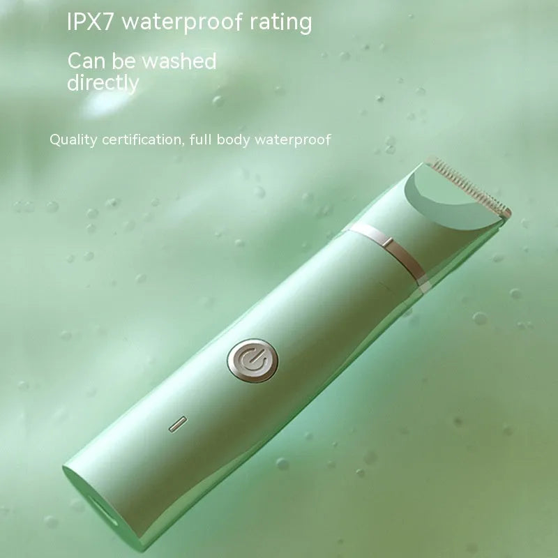 ABS dog grooming shaver with four limit combs, USB cable, and lubricating oil in mint green colour