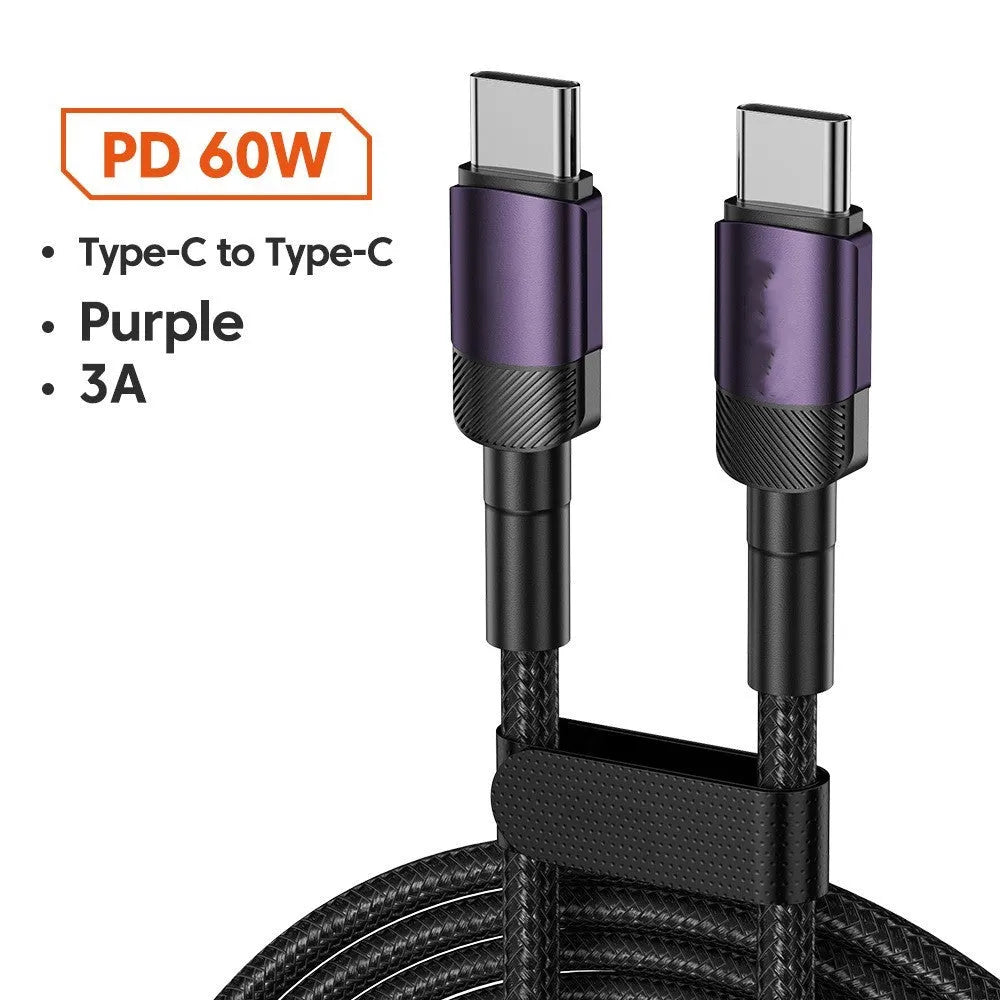 Toocki black woven USB fast charging cable with aluminium alloy connectors shown at 100W PD.