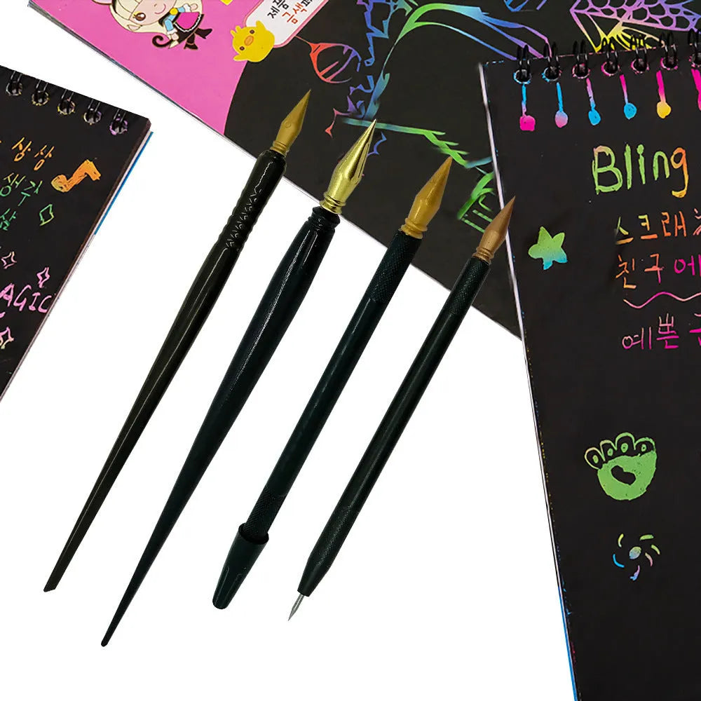 PS plastic scratching pen for children's scratch art paper drawing activities