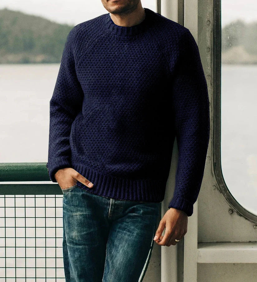 Men's winter knitted pullover sweater in extra coarse wool, available in multiple colours