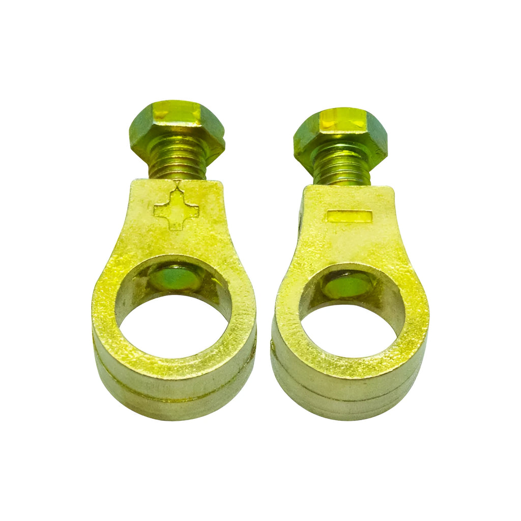 Copper battery clamp with nickel-plated finish for automotive electrical connections