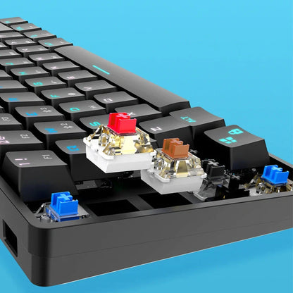 Wireless Bluetooth mechanical keyboard with PBT keycaps in black or white colour measuring 29.5×11×4cm