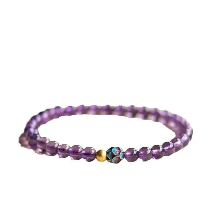 Nine Purple Lotus Bracelet in a retro Chinese student style for women