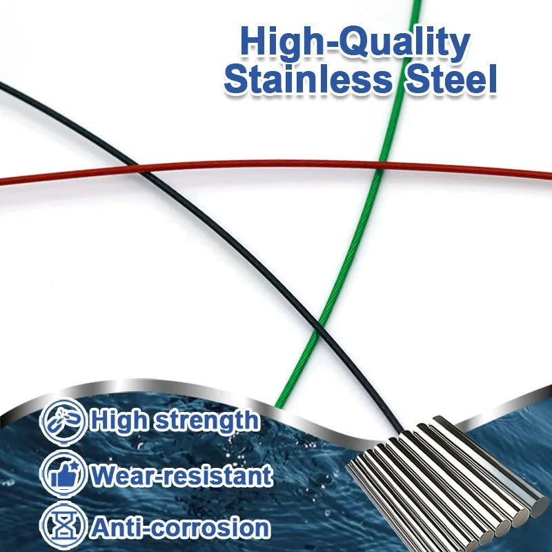 10-piece set of 54cm anti-bite steel wire fishing pins in black green and red colours