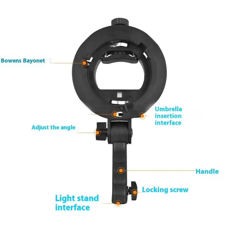 S-type chuck bracket for flashlight mounting made from ABS plastic, 250mm length, handheld photography accessory