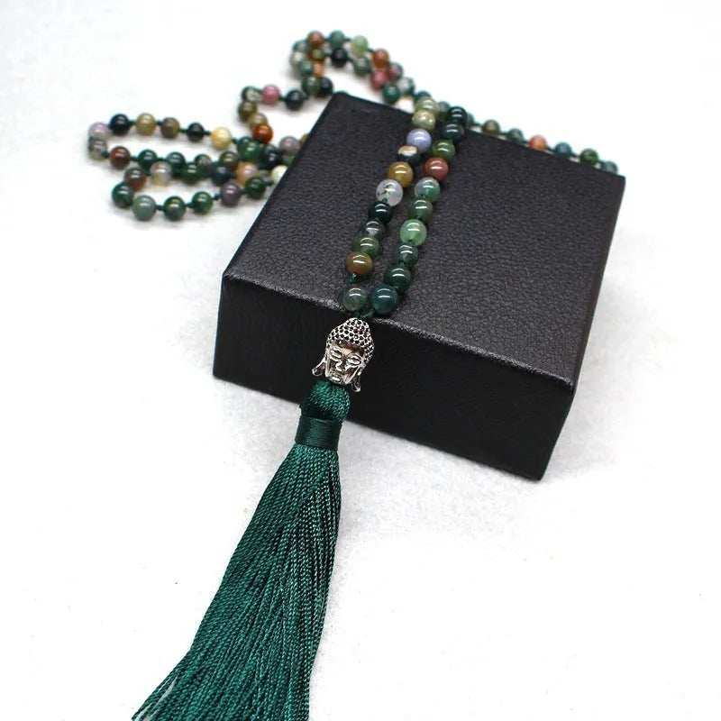 Natural India agate bracelet with 108 geometric beads in 6mm sizing for business gifts
