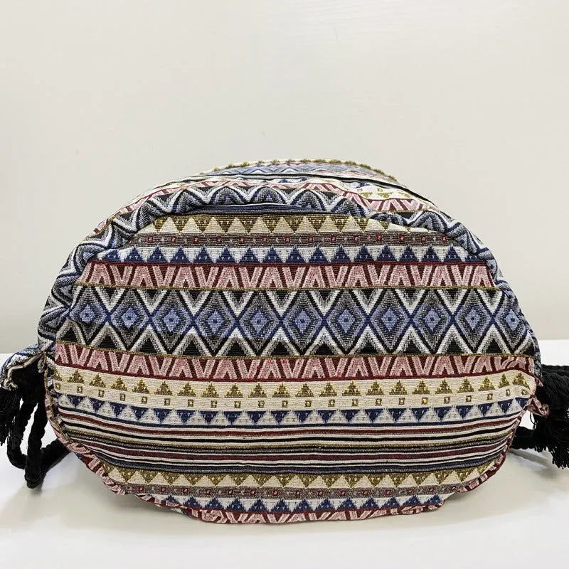Original Simplicity lightweight literary style backpack with geometric pattern in jacquard fabric