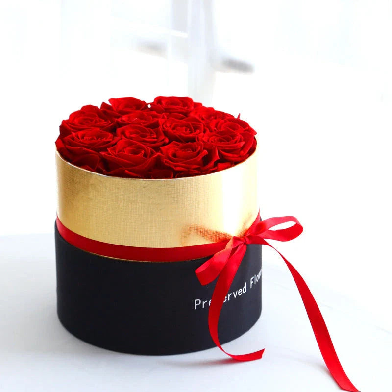 Luxurious box of preserved eternal roses, a perfect long-lasting gift for any occasion.