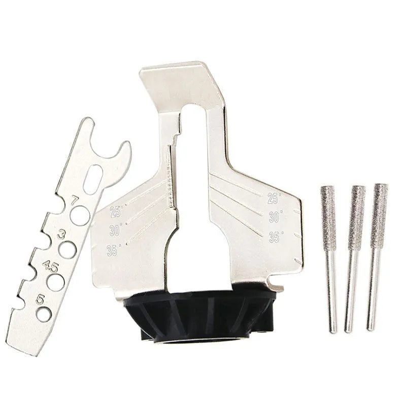 Silver electric chain grinding machine with 20mm metal blade and 100-tooth width