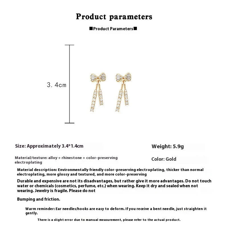 INS Butterfly Earrings with Rhinestones in Gold Alloy