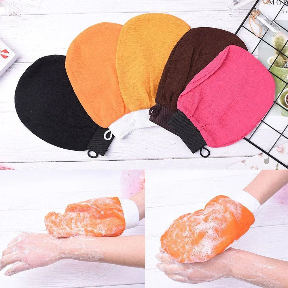 Single Layer Rayon Bath Rub Towel in various colors for gentle skin exfoliation