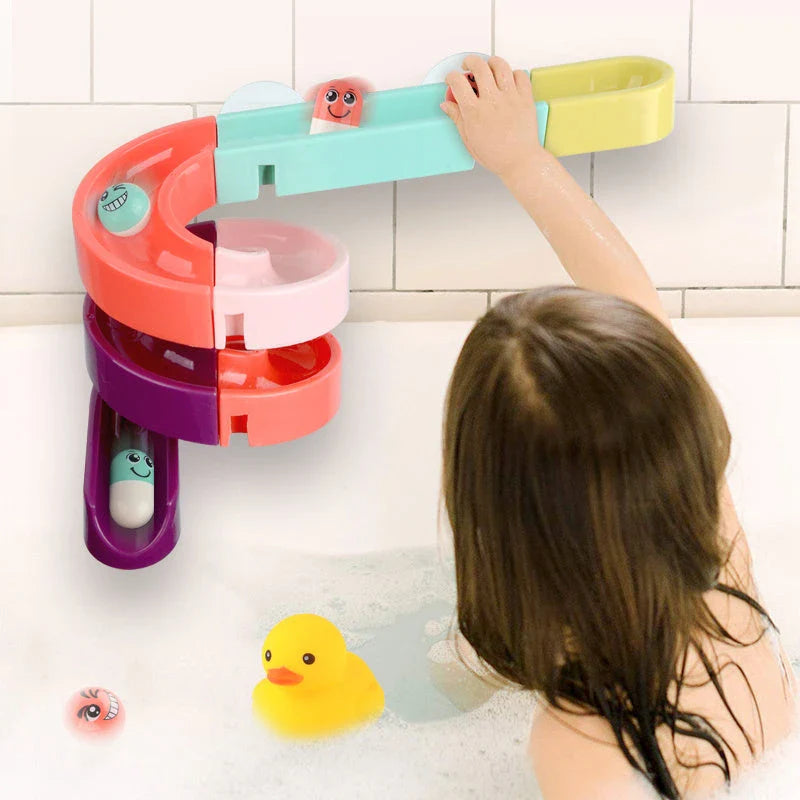 Kids Bath Toys Wall Suction Cup Marble Race Run Track for safe and fun bath time