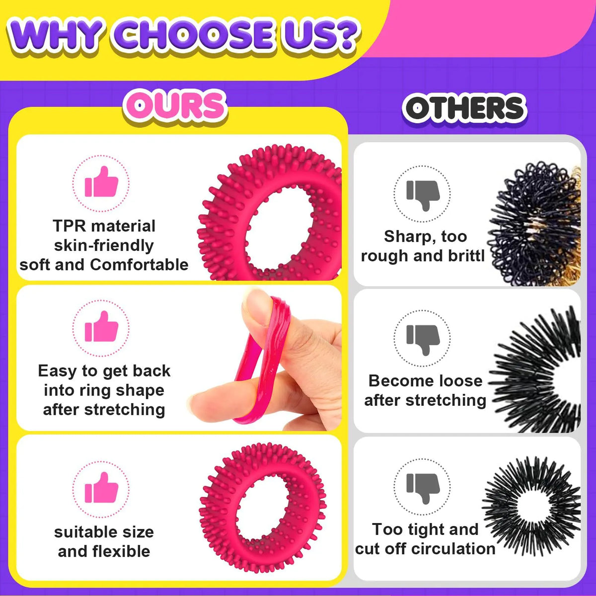 Set of colourful children's silicone sensory rings in various piece counts
