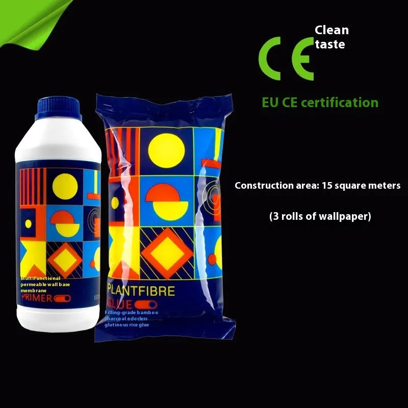Three rolls of Glue E glutinous rice formaldehyde-free wallpaper adhesive paste.