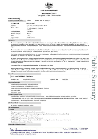 UPplus KBD Spray Oral bottle for respiratory support