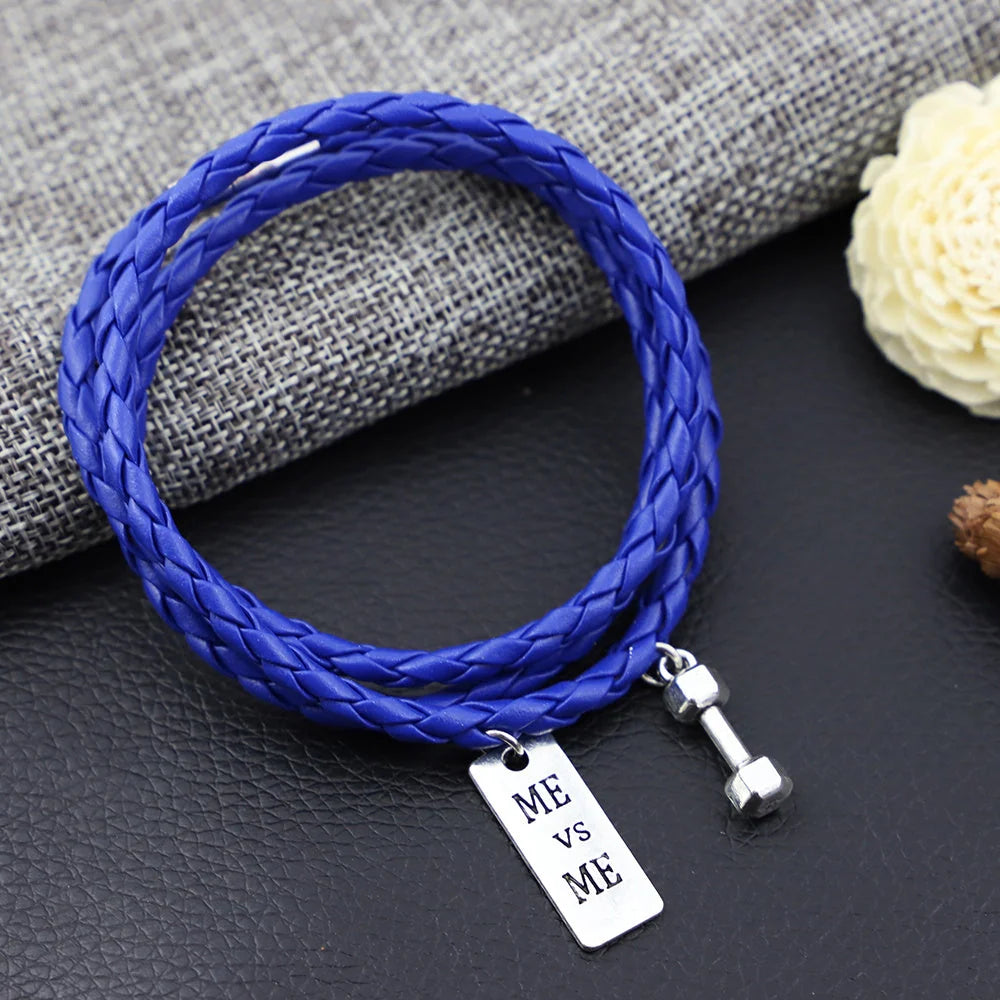PU Rope Bracelet with 3-lap woven design in blue