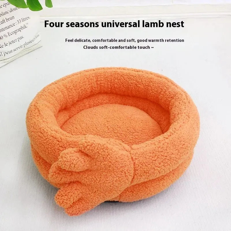 Yellow plush pet kennel mattress measuring 48 by 20 cm for cat and dog carriers