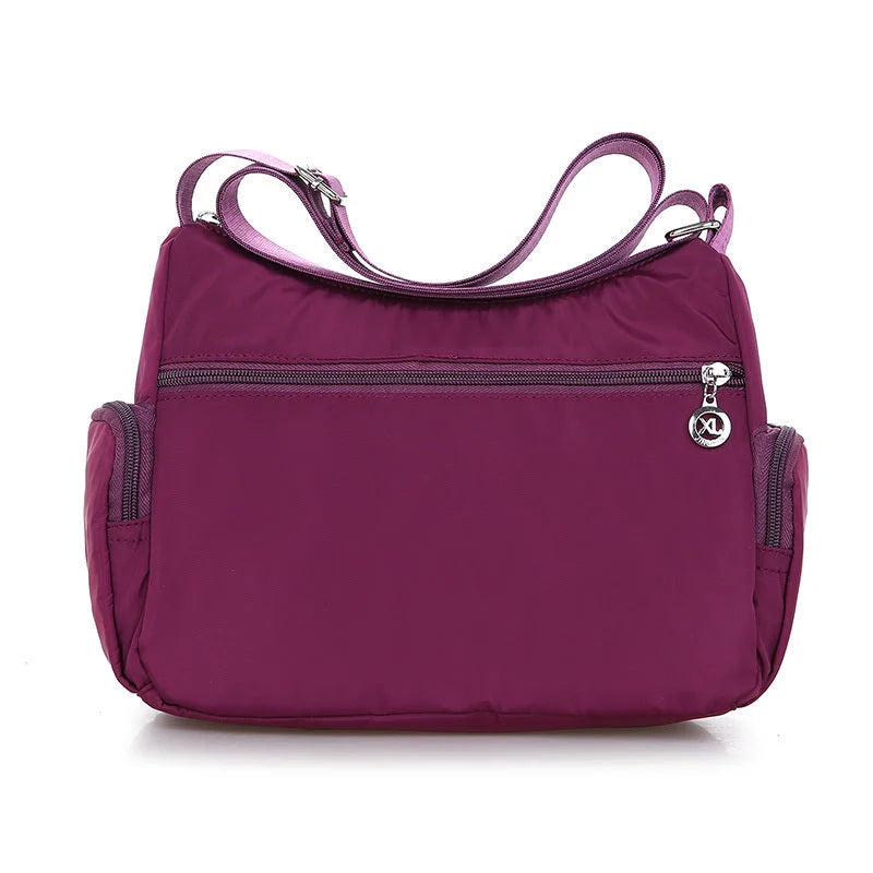 Ladies multi-layer square waterproof nylon messenger bag in various colors