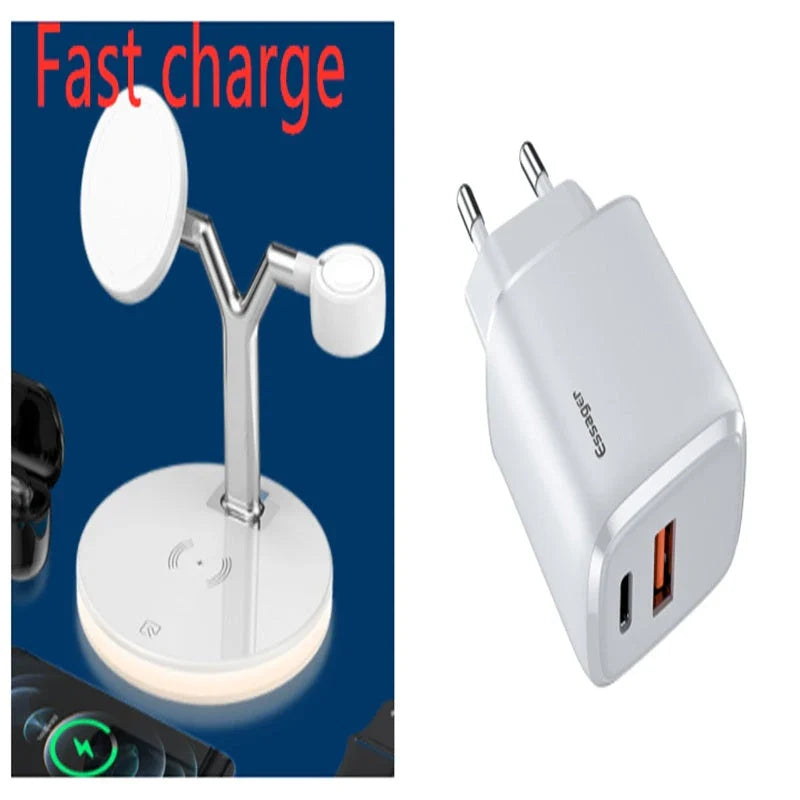 3-in-1 Magnetic Wireless Charger for Apple Devices in black and white