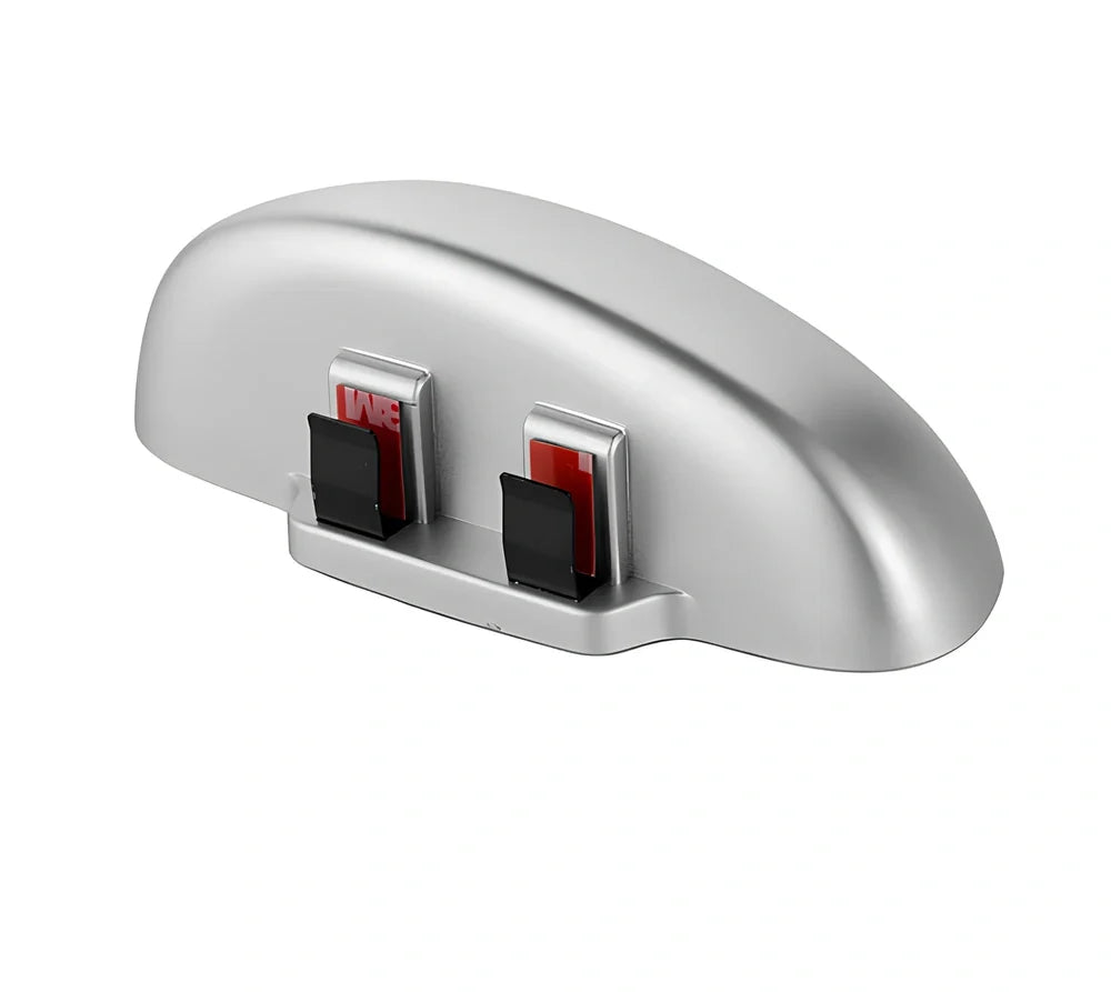 Black adjustable car blind spot mirror with 360-degree lens and 3M adhesive on rearview mount