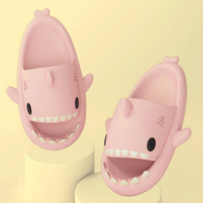 Cozy Shark Slippers with cartoon shark design, waterproof and anti-slip sole, and premium EVA material for comfort