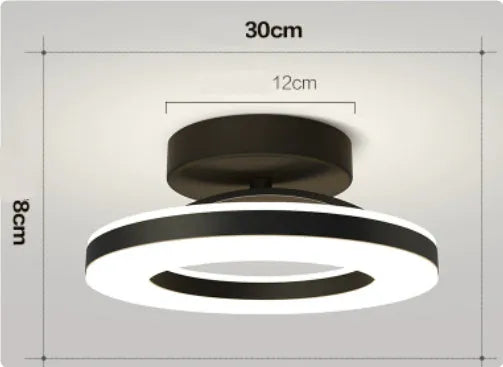 Modern minimalist ring ceiling lamp LED in white finish, 20cm diameter for hallway use