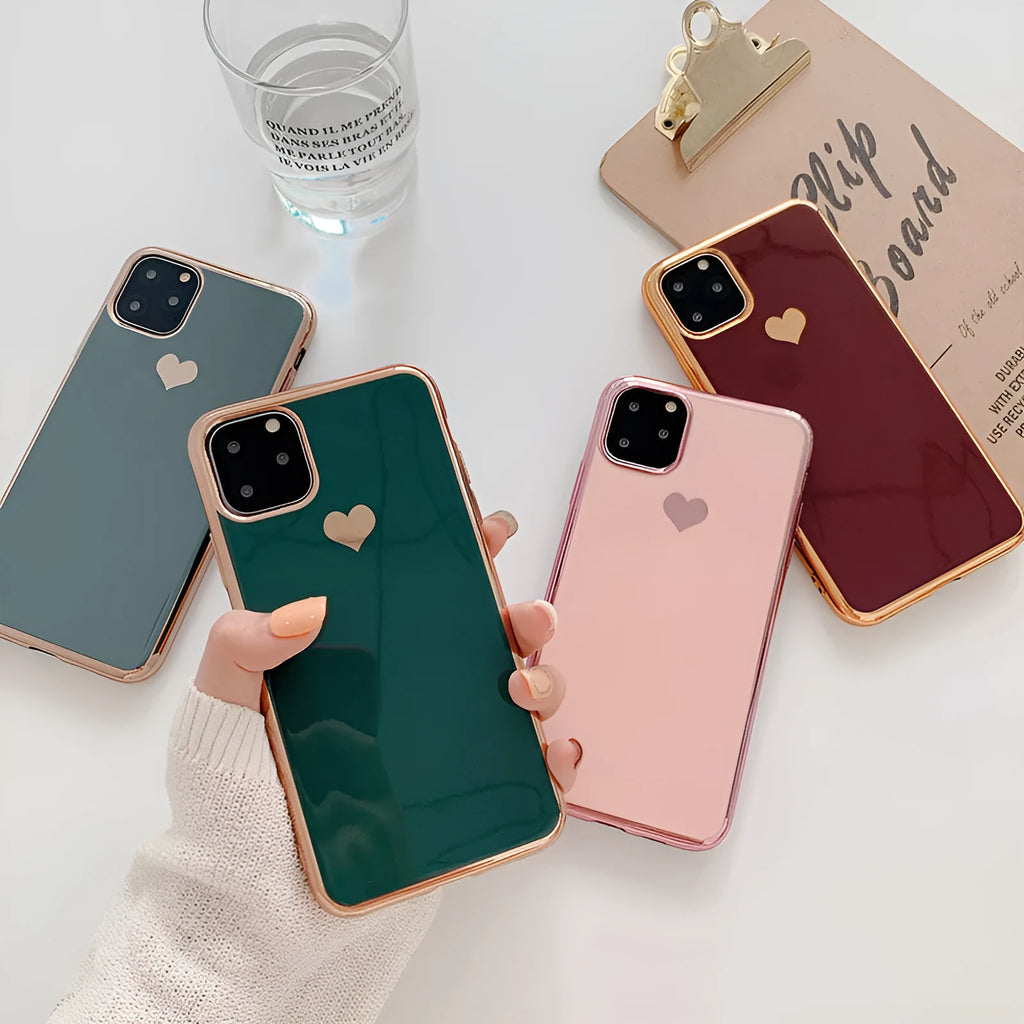 Solid blue TPU iPhone case back cover shown on an iPhone 11