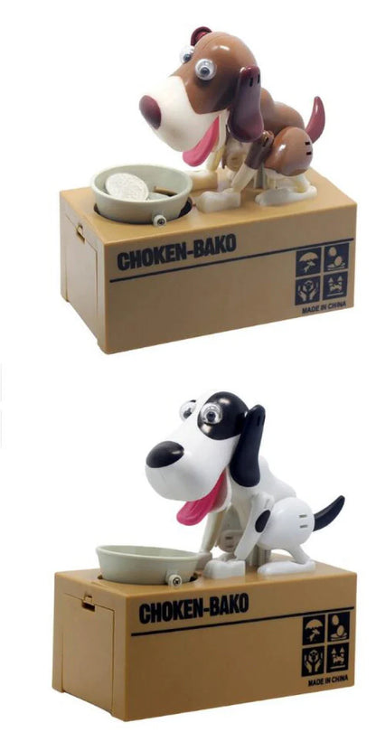 Robotic dog piggy bank with automatic coin collection in various colours