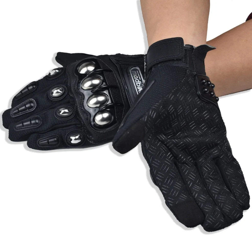 Alloy protective off-road motorcycle gloves with anti-skid palm design