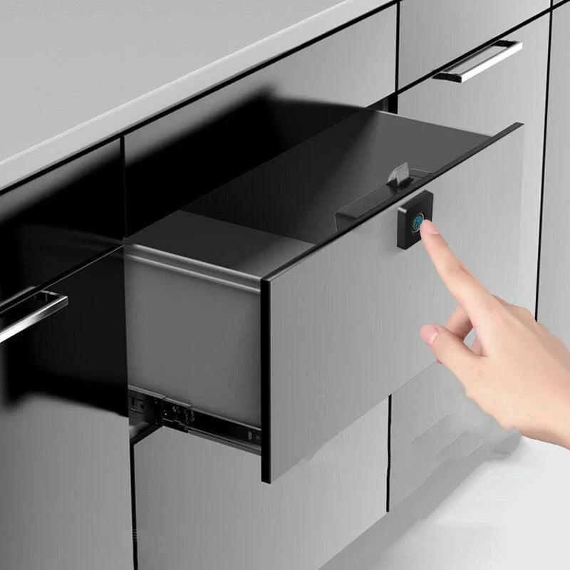 Intelligent electric fingerprint furniture lock for cabinets and drawers in black
