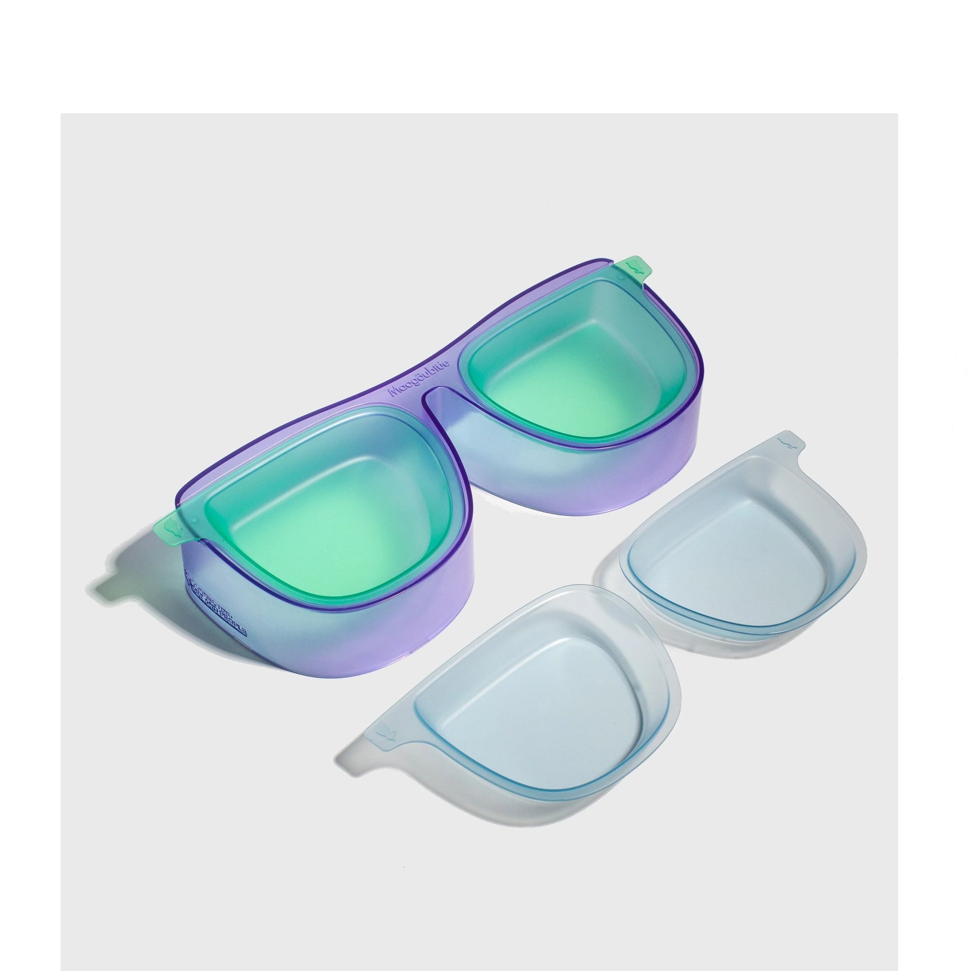 Anti-overturning double bowl for cats with 15° slant design in green, blue, purple, and red