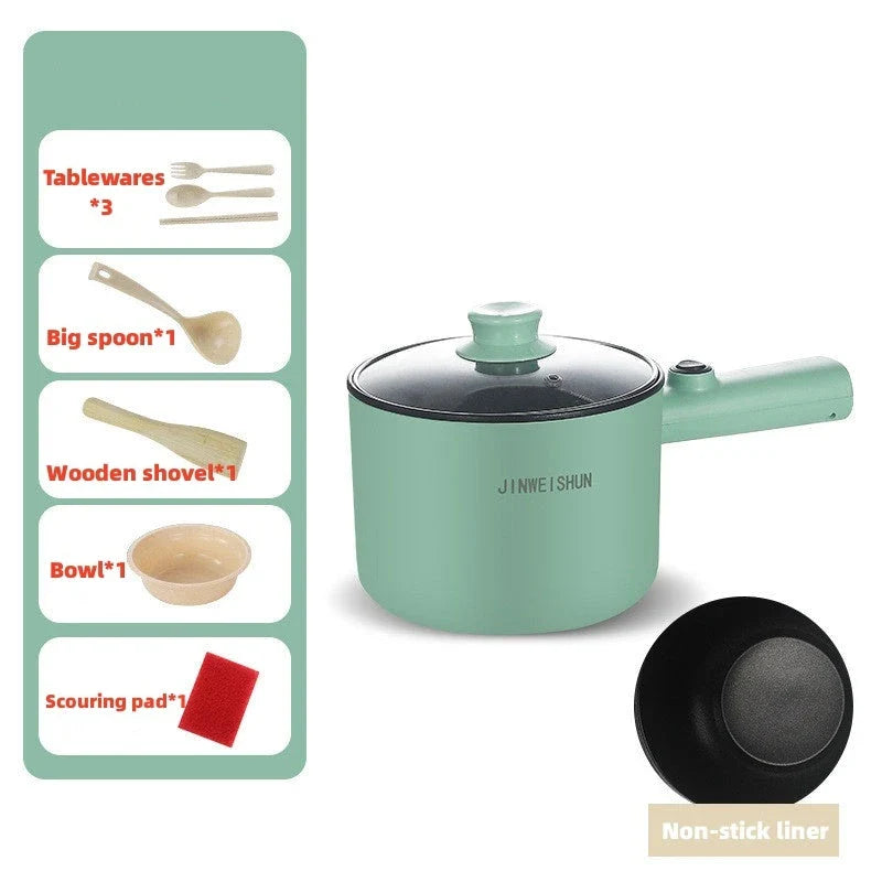 Compact electric hot pot with stainless steel construction, nonstick interior, and versatile cooking functions