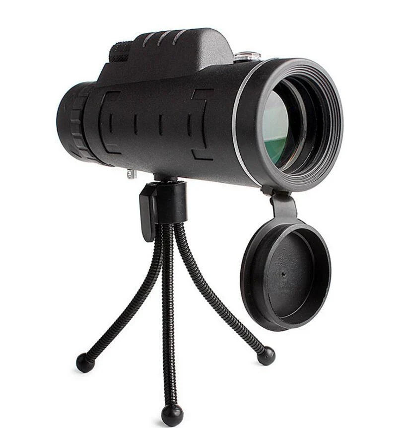 40x60 monocular telescope with compass and phone clip, compact and lightweight for outdoor use