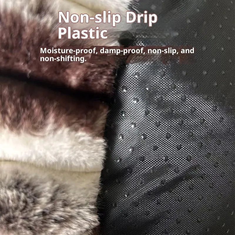 Large plush pet sofa bed for cats in brown with pattern drawing, size 75x55x25 cm