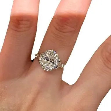 Silver geometric ring with adjustable opening and diamond-treated surface