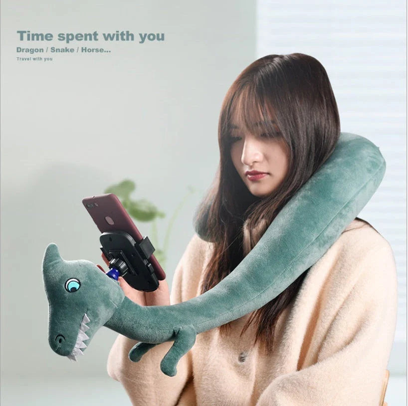 2-in-1 Lazy Support U-shaped Pillow in various colours for neck support and phone holding