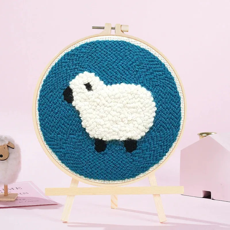 Poke embroidery handmade kit with white fabric and Chinese-style pattern