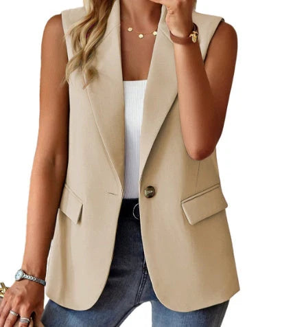 Women's loose fit sleeveless suit vest in various colours