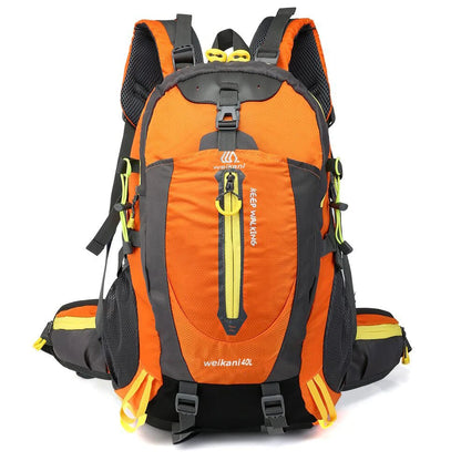 Green 40L hiking backpack with adjustable chest strap and multiple compartments for outdoor sports