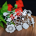 Silver carbon steel flower knife mould for paper cutting measuring 14.3 x 9.9 cm
