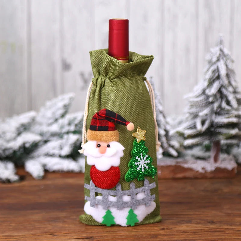 Festive Christmas wine bottle socks in vibrant holiday designs