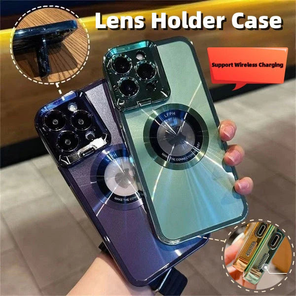 Stylish magnetic protective case for iPhone 14, 13, and 12 series with electroplated finish, MagSafe compatibility, and reinforced corners for superior protection.