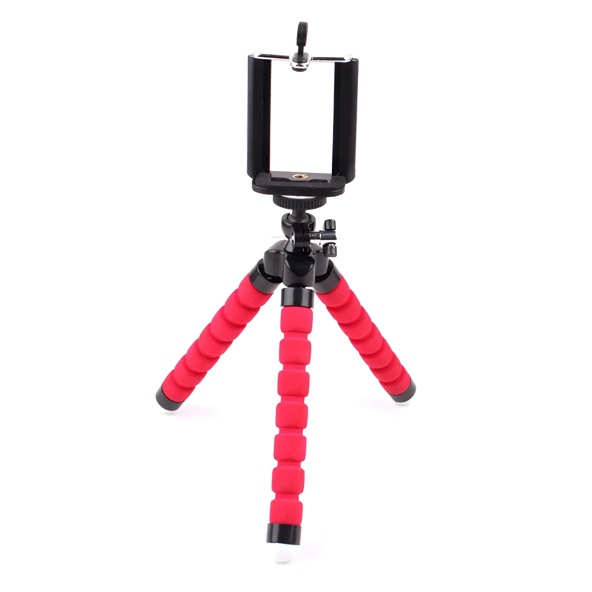 Mini flexible octopus tripod stand with sponge legs holding smartphone